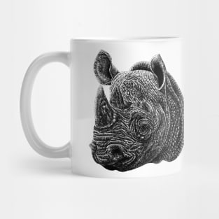 Black rhino animal ink illustration Mug